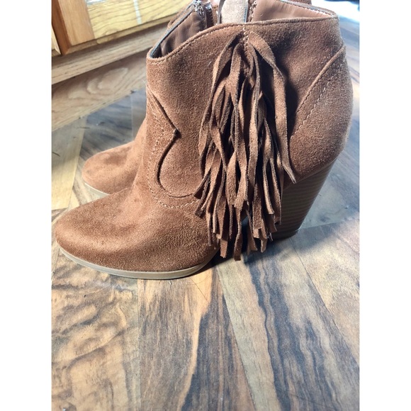 Soda Brand Heeled Booties with Fringe - Picture 2 of 2